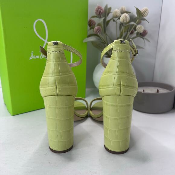 Sam Edelman Yaro Ankle Strap Block Heel Sandal Kiwi Croc Women 9M Tried On - Picture 4 of 10